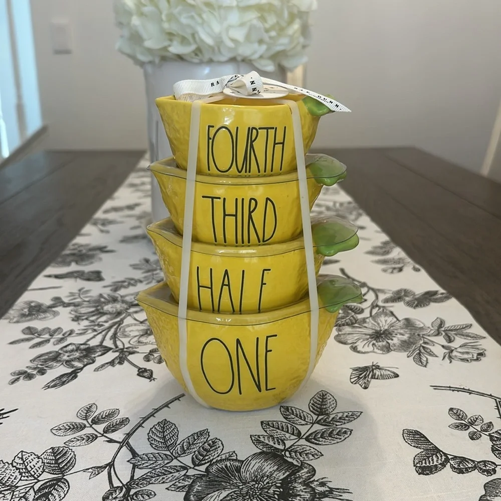 Rae Dunn By Magenta Yellow Lemon Stacking Measuring Cups